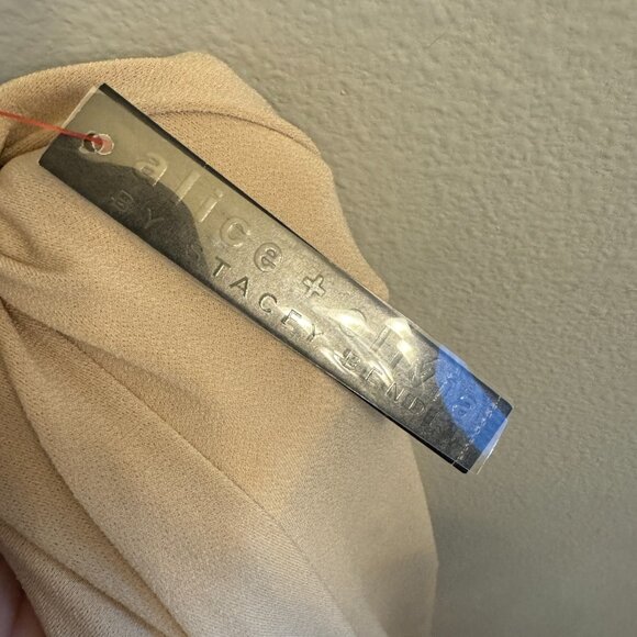 Alice + Olivia Employed Pencil Dress Ruched Sleeve Nude Medium Stretch N… - Picture 11 of 14